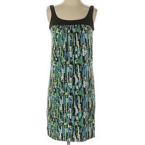 Morgan McFeeters Casual Shift Dress Womens Size 2 Green Black Sleeveless Floral